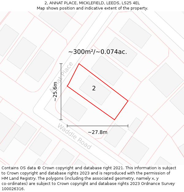 2, ANNAT PLACE, MICKLEFIELD, LEEDS, LS25 4EL: Plot and title map