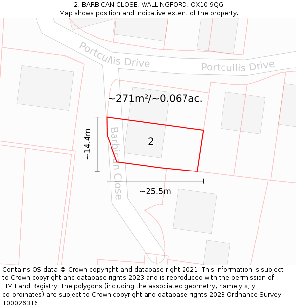 2, BARBICAN CLOSE, WALLINGFORD, OX10 9QG: Plot and title map