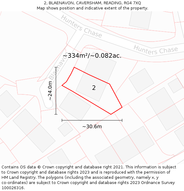 2, BLAENAVON, CAVERSHAM, READING, RG4 7XQ: Plot and title map