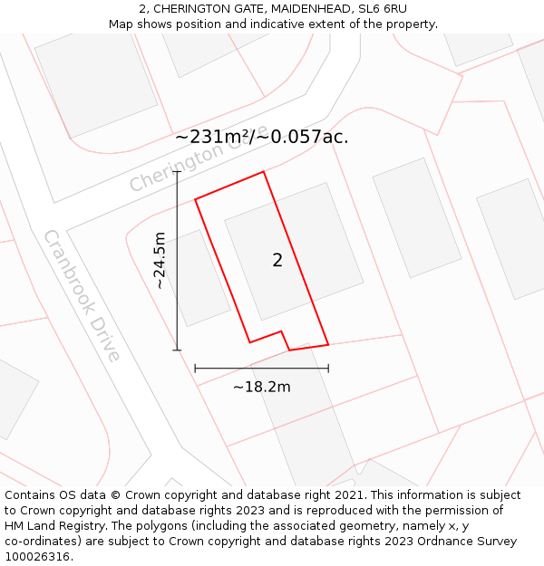 2, CHERINGTON GATE, MAIDENHEAD, SL6 6RU: Plot and title map