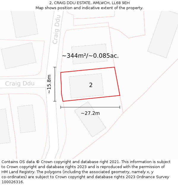 2, CRAIG DDU ESTATE, AMLWCH, LL68 9EH: Plot and title map