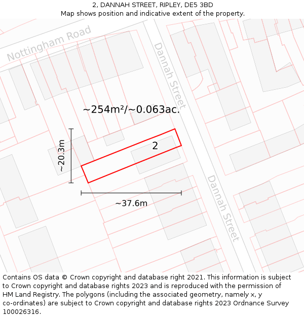 2, DANNAH STREET, RIPLEY, DE5 3BD: Plot and title map