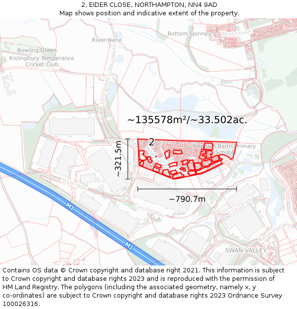 2, EIDER CLOSE, NORTHAMPTON, NN4 9AD: Plot and title map