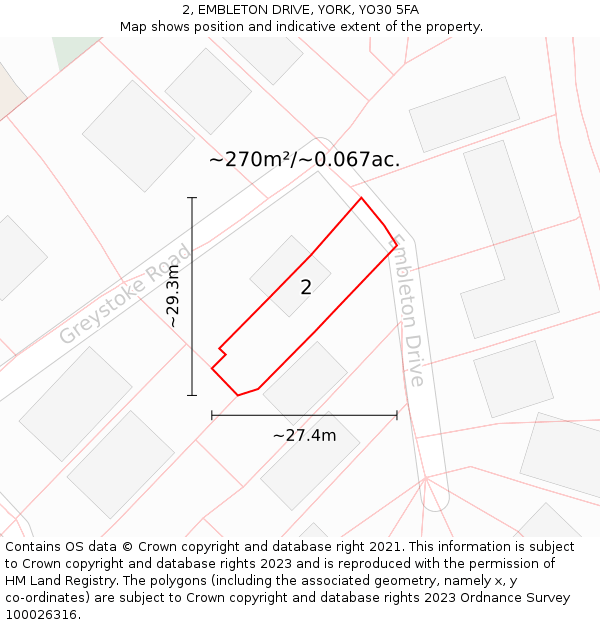 2, EMBLETON DRIVE, YORK, YO30 5FA: Plot and title map