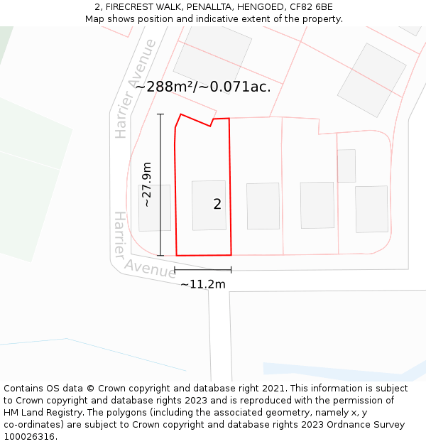 2, FIRECREST WALK, PENALLTA, HENGOED, CF82 6BE: Plot and title map