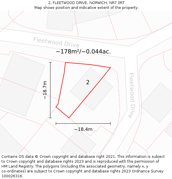 2, FLEETWOOD DRIVE, NORWICH, NR7 0RT: Plot and title map