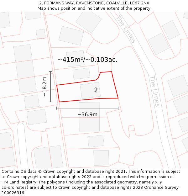 2, FORMANS WAY, RAVENSTONE, COALVILLE, LE67 2NX: Plot and title map