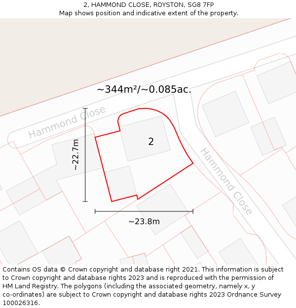 2, HAMMOND CLOSE, ROYSTON, SG8 7FP: Plot and title map