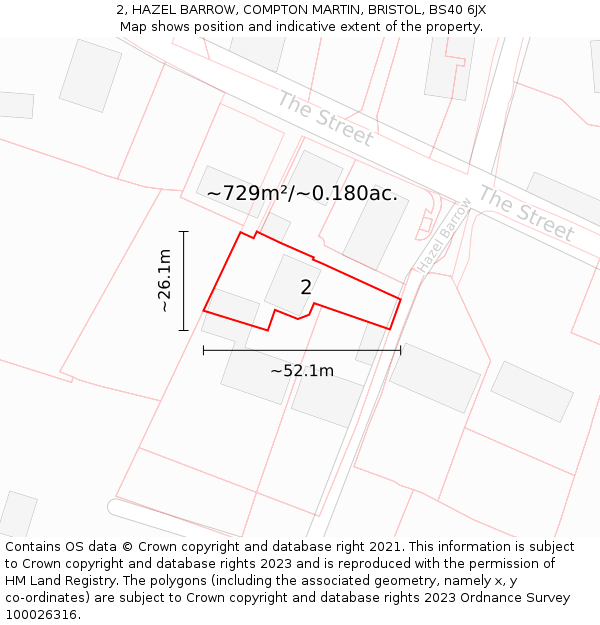2, HAZEL BARROW, COMPTON MARTIN, BRISTOL, BS40 6JX: Plot and title map