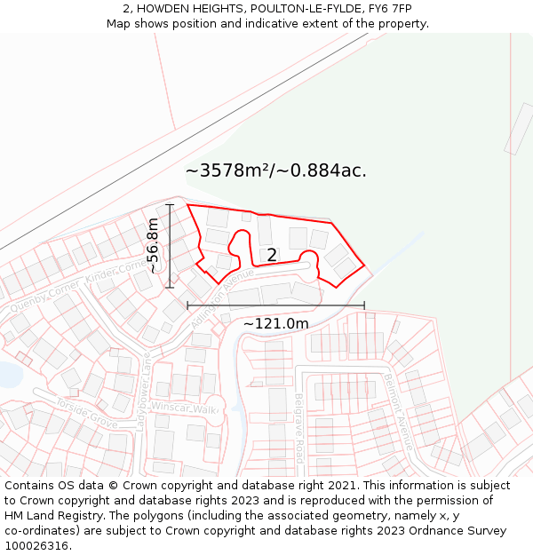 2, HOWDEN HEIGHTS, POULTON-LE-FYLDE, FY6 7FP: Plot and title map
