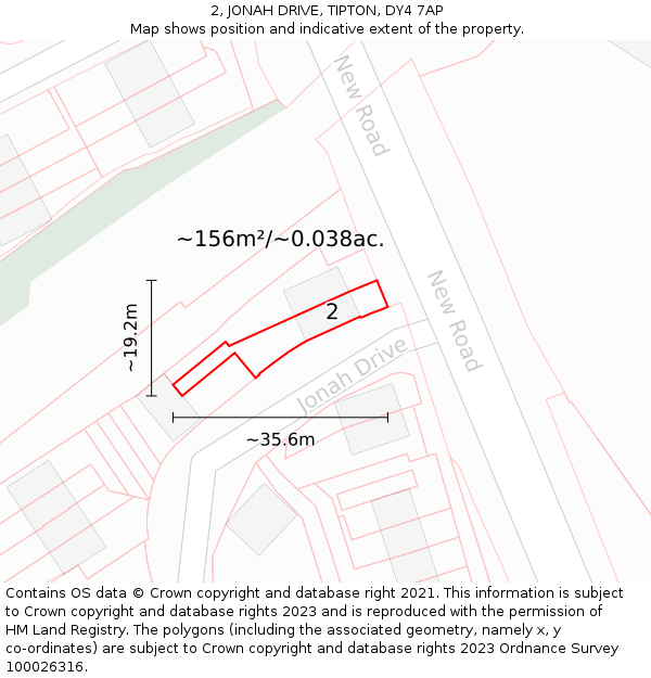2, JONAH DRIVE, TIPTON, DY4 7AP: Plot and title map