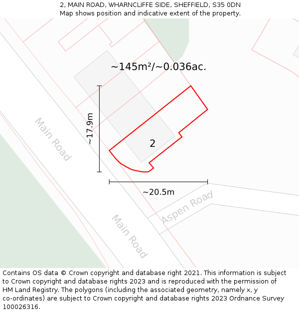 2, MAIN ROAD, WHARNCLIFFE SIDE, SHEFFIELD, S35 0DN: Plot and title map