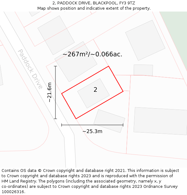 2, PADDOCK DRIVE, BLACKPOOL, FY3 9TZ: Plot and title map