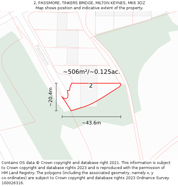 2, PASSMORE, TINKERS BRIDGE, MILTON KEYNES, MK6 3DZ: Plot and title map