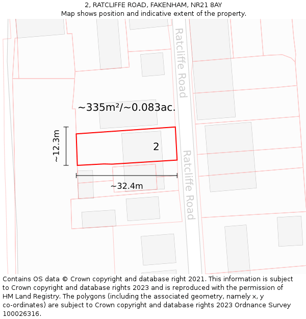 2, RATCLIFFE ROAD, FAKENHAM, NR21 8AY: Plot and title map