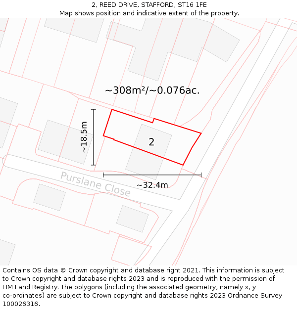 2, REED DRIVE, STAFFORD, ST16 1FE: Plot and title map