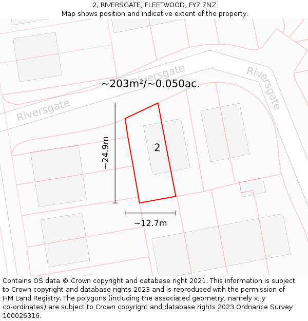 2, RIVERSGATE, FLEETWOOD, FY7 7NZ: Plot and title map