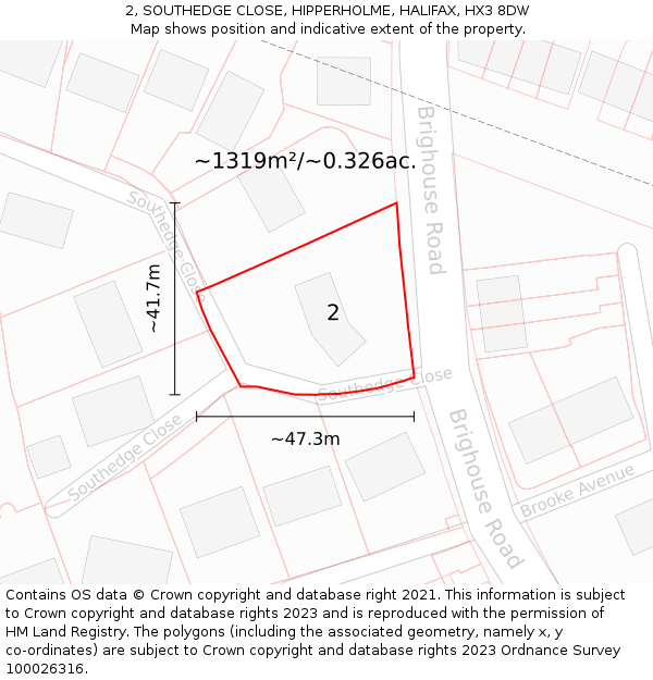2, SOUTHEDGE CLOSE, HIPPERHOLME, HALIFAX, HX3 8DW: Plot and title map