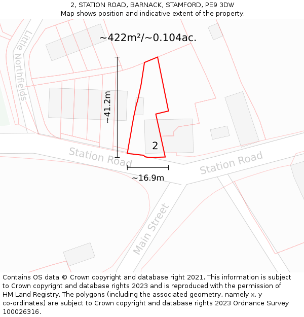 2, STATION ROAD, BARNACK, STAMFORD, PE9 3DW: Plot and title map