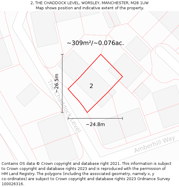 2, THE CHADDOCK LEVEL, WORSLEY, MANCHESTER, M28 1UW: Plot and title map