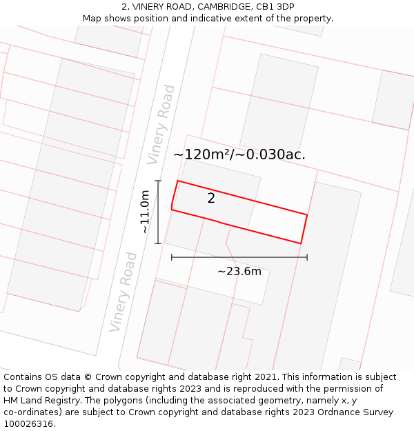 2, VINERY ROAD, CAMBRIDGE, CB1 3DP: Plot and title map