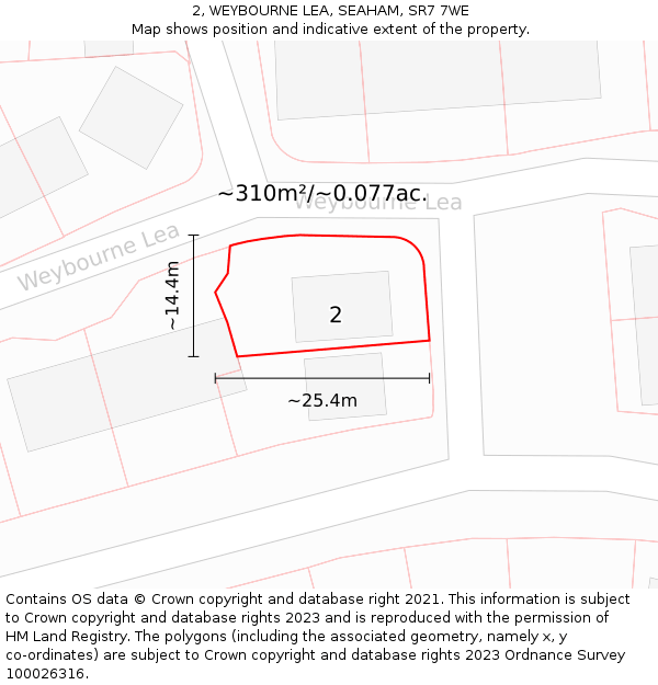 2, WEYBOURNE LEA, SEAHAM, SR7 7WE: Plot and title map