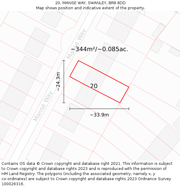 20, MANSE WAY, SWANLEY, BR8 8DD: Plot and title map