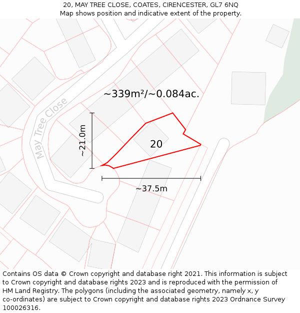 20, MAY TREE CLOSE, COATES, CIRENCESTER, GL7 6NQ: Plot and title map