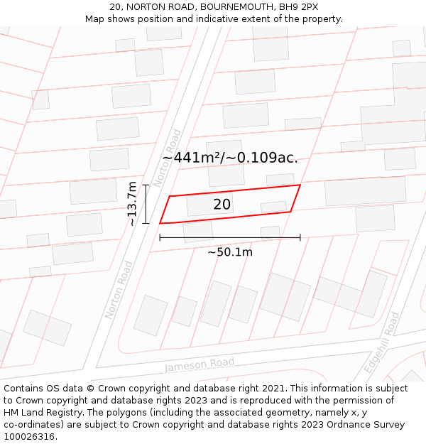 20, NORTON ROAD, BOURNEMOUTH, BH9 2PX: Plot and title map