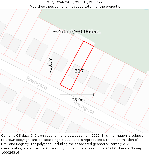 217, TOWNGATE, OSSETT, WF5 0PY: Plot and title map