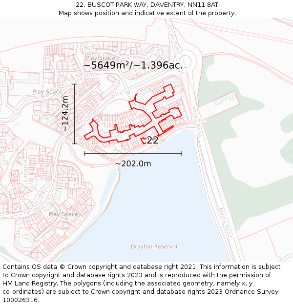 22, BUSCOT PARK WAY, DAVENTRY, NN11 8AT: Plot and title map