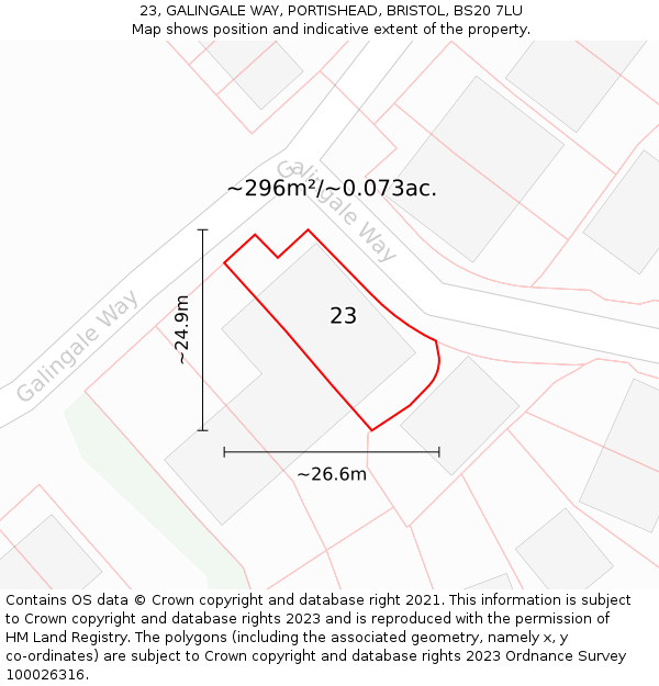 23, GALINGALE WAY, PORTISHEAD, BRISTOL, BS20 7LU: Plot and title map