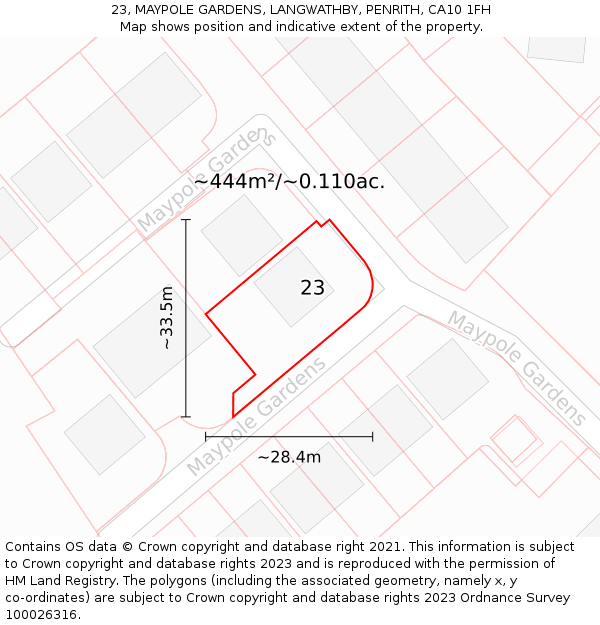 23, MAYPOLE GARDENS, LANGWATHBY, PENRITH, CA10 1FH: Plot and title map