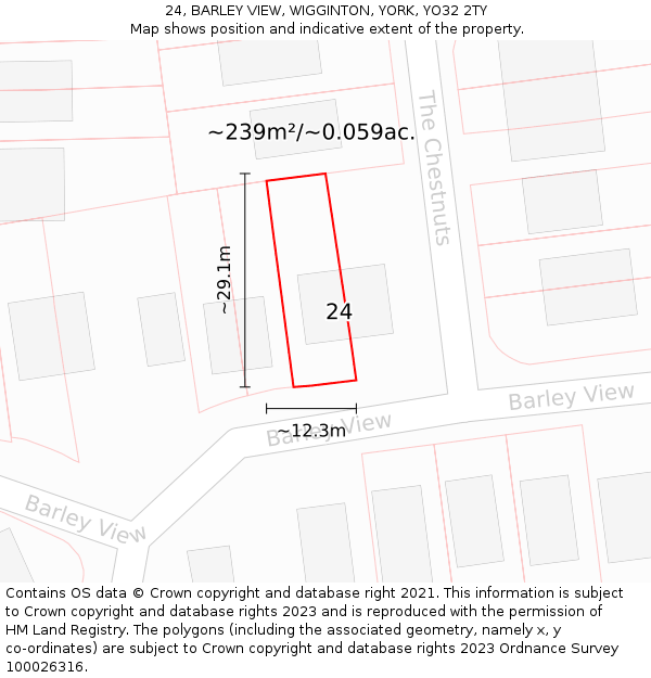 24, BARLEY VIEW, WIGGINTON, YORK, YO32 2TY: Plot and title map