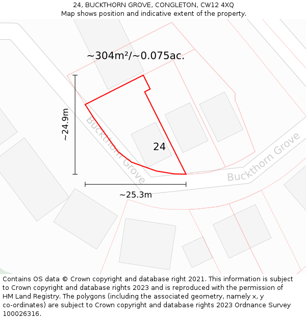 24, BUCKTHORN GROVE, CONGLETON, CW12 4XQ: Plot and title map