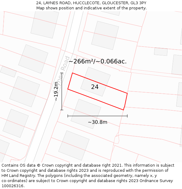 24, LAYNES ROAD, HUCCLECOTE, GLOUCESTER, GL3 3PY: Plot and title map