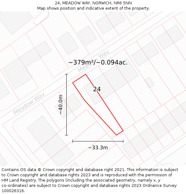 24, MEADOW WAY, NORWICH, NR6 5NN: Plot and title map