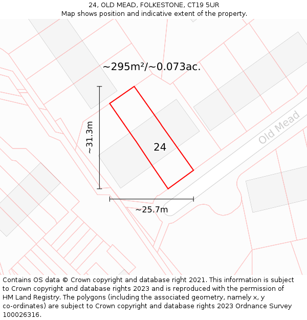 24, OLD MEAD, FOLKESTONE, CT19 5UR: Plot and title map