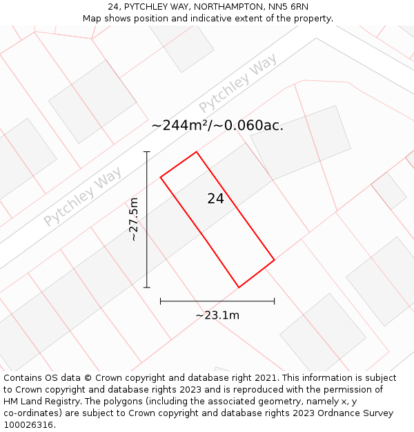 24, PYTCHLEY WAY, NORTHAMPTON, NN5 6RN: Plot and title map