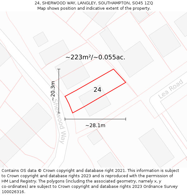 24, SHERWOOD WAY, LANGLEY, SOUTHAMPTON, SO45 1ZQ: Plot and title map