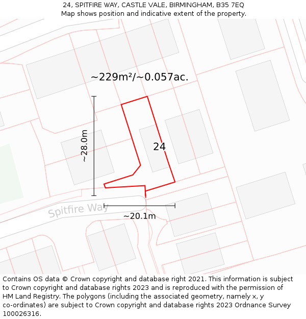 24, SPITFIRE WAY, CASTLE VALE, BIRMINGHAM, B35 7EQ: Plot and title map