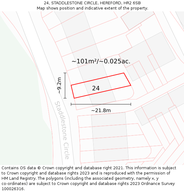 24, STADDLESTONE CIRCLE, HEREFORD, HR2 6SB: Plot and title map