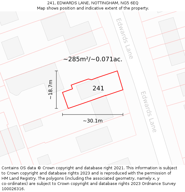241, EDWARDS LANE, NOTTINGHAM, NG5 6EQ: Plot and title map