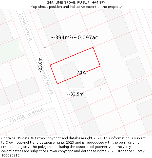 24A, LIME GROVE, RUISLIP, HA4 8RY: Plot and title map