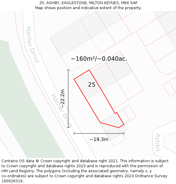 25, ASHBY, EAGLESTONE, MILTON KEYNES, MK6 5AP: Plot and title map
