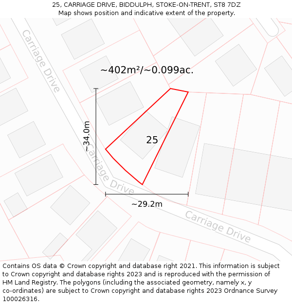 25, CARRIAGE DRIVE, BIDDULPH, STOKE-ON-TRENT, ST8 7DZ: Plot and title map