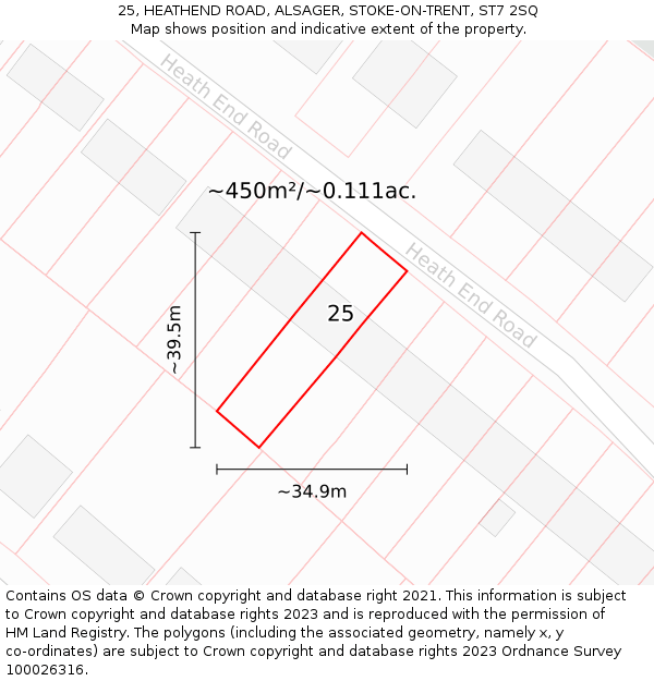 25, HEATHEND ROAD, ALSAGER, STOKE-ON-TRENT, ST7 2SQ: Plot and title map