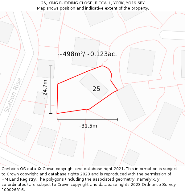 25, KING RUDDING CLOSE, RICCALL, YORK, YO19 6RY: Plot and title map