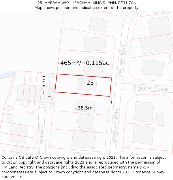 25, MARRAM WAY, HEACHAM, KING'S LYNN, PE31 7AN: Plot and title map