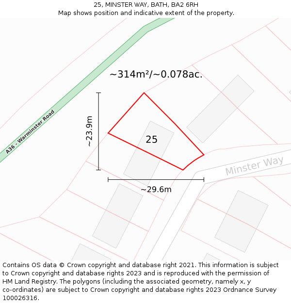 25, MINSTER WAY, BATH, BA2 6RH: Plot and title map